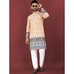 KRIJET Men Floral Printed Regular Sequinned Kurta with Pyjamas-picture-39
