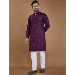KRIJET Men Sequined Embroidered Regular Kurta with Pyjama-picture-27
