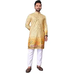 krijet Men's Traditional Kurta, Rayon Ombre Blue, Regular Fit, Full Sleeve, Mandarin Collar-picture-42