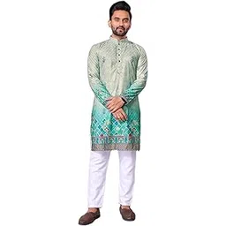 krijet Men's Traditional Kurta, Rayon Ombre Blue, Regular Fit, Full Sleeve, Mandarin Collar-picture-19
