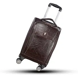 krishiv Argento Small 4 Wheel Cabin & Check-in Set (18 inch) - Vegan Leather Trolley Bag Suitcase for Men Women Unisex (Brown)-picture-13