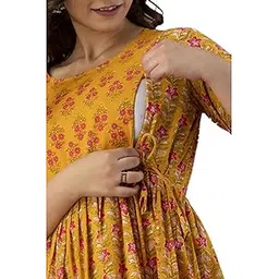 Krishna VASTRAM Maternity Feeding Kurti for Women | Cotton Anarkali Dress with Nursing Zip for Pre & Post Pregnancy-picture-25