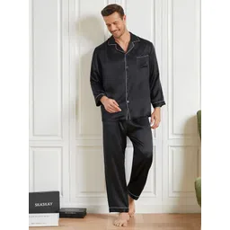 krishnaapparels Men Shirt & Pyjama set Black Solid image 1