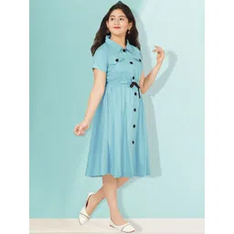 KRISHTINA Girls Lapel Coller Shirt Dress-picture-43