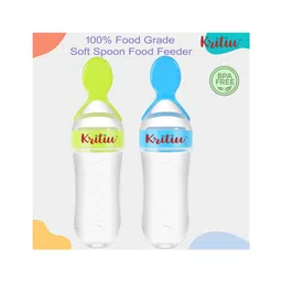 Kritiu Baby Squeezy Silicone Food Feeder Pack Of 2  90 ml - Green Blue-picture-15