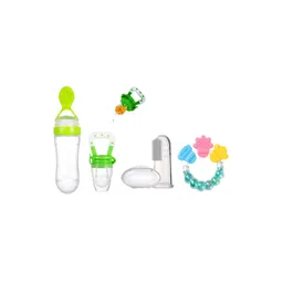 Kritiu Kids Food Feeder & Finger brush & Rattle & Food Nibbler & Rattle Teether- Green-picture-30