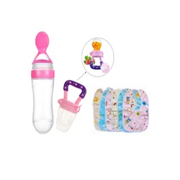 Kritiu Kids New Born Feeding Starter Kit With 3 Cotton Waterproof Bibs - Pink-picture-15