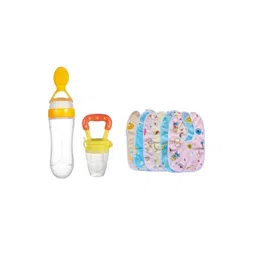 Kritiu Kids New Born Feeding Starter Kit With 6 Cotton Waterproof Bibs - Yellow-picture-11