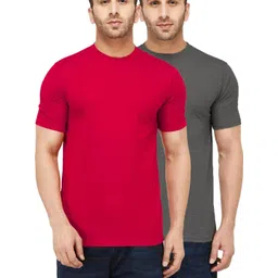 Kroptee Men Red & Grey Pack Of 2 Regular Casual T-shirt-picture-27