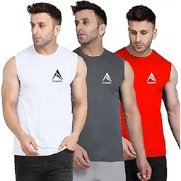 kroptee Stylish Men Cotton Casual Gym Vest (Pack of 3)-picture-2