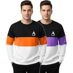 kroptee Stylish Men's Color Block Sweatshirt Round Neck Sweatshirt (Pack of 2)-picture-23