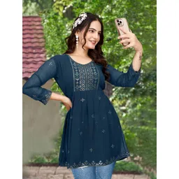 KRULRIN Women Ethnic Embroidered V- Neck Tunic-picture-15