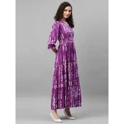 Krunal Raiyani Women Abstract Printed V-Neck Tiered Fit and Flare Maxi Dress image 2