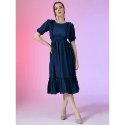 Krunal Raiyani Women Puff Sleeve Fit & Flare Dress-picture-25