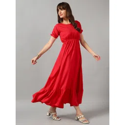 Krunal Raiyani Women Solid Round Neck Flared Fit and Flare Dress-picture-19