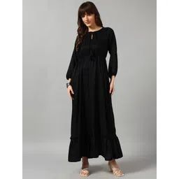 Krunal Raiyani Women Tie-Up Neck Puff Sleeves Regular Ankle Length Anarkali Kurta-picture-27