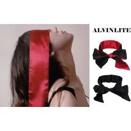 krurotza Silk Sleep Mask, Light Soft Satin Sleeping Mask, Women-Men Sleep Eye Mask Blindfold For Side Sleepers, Eye Cover For Sleep- 45 Inch Long (Red & Black - F) image 1