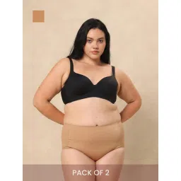 Krvvy Beige Airsoft Womens High Coverage Mid Rise Seamless Boyshorts (Pack Of 2)-picture-14