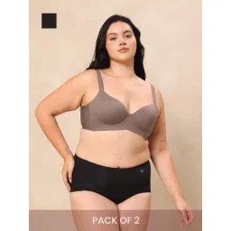 Krvvy Black Airsoft Womens High Coverage Mid Rise Seamless Boyshorts (Pack Of 2)-picture-16