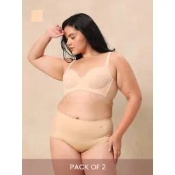 Krvvy Cream Airsoft Womens High Coverage Mid Rise Seamless Boyshorts (Pack Of 2)-picture-11