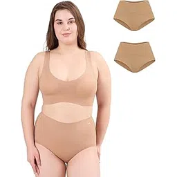 krvvy Pack of 2 Seamless Shaping Briefs | High-Rise, All-Day Shapewear Panty for Women with 100% Cotton Gusset | Ultrasoft Fabric for All Day Comfort-picture-19