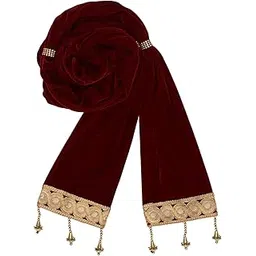 krypmax Men Solid Velvet Ethnic Sherwani Dupatta Broad Lace, Maroon (2.5 Mtr Length)-picture-28