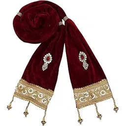 krypmax Men's Traditional Handmade Velvet Sherwani Dupatta (Maroon Colour, 2.5 Meter Length)-picture-15
