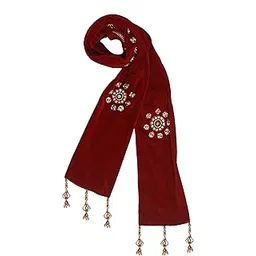 krypmax Men's Velvet Fancy Handmade Design Dupatta Stole Chunni (Maroon, 2.5 Metre Length)-picture-37