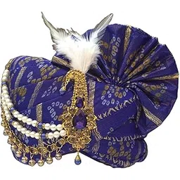 krypmax Safa Turban Pagri for Groom, Wedding Jodhpuri Dulha Pagdi for Men (Royal Blue, Size: 22 to 22.5 Inch)-picture-26