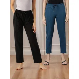 Kryptic Black & Blue Cotton Regular Fit Lounge Pants - Pack of 2 image 1