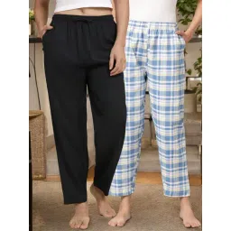 Kryptic Black & Blue Cotton Relaxed Fit Printed Lounge Pants - Pack of 2-picture-32