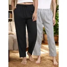 Kryptic Black & Blue Cotton Relaxed Fit Printed Lounge Pants - Pack of 2-picture-30