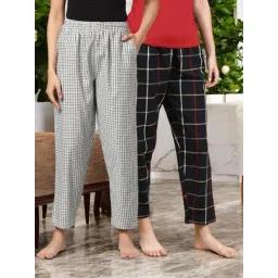 Kryptic Black & Blue Cotton Relaxed Fit Printed Lounge Pants - Pack of 2-picture-31