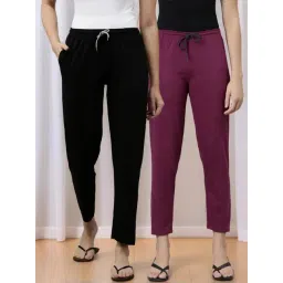 Kryptic Black & Burgundy Cotton Regular Fit Lounge Pants - Pack of 2-picture-34