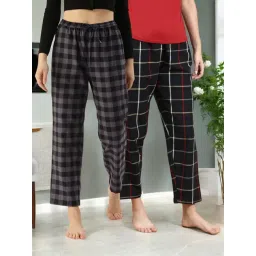 Kryptic Black & Grey Cotton Relaxed Fit Printed Lounge Pants - Pack of 2-picture-39