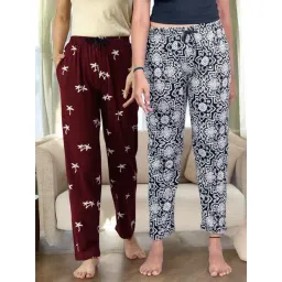 Kryptic Black & Maroon Cotton Relaxed Fit Printed Lounge Pants - Pack of 2-picture-25