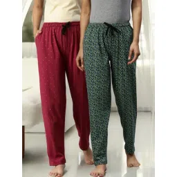 Kryptic Black & Maroon Cotton Relaxed Fit Printed Lounge Pants - Pack of 2-picture-37