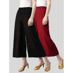 Kryptic Black & Maroon Mid Rise Flared Pants - Pack Of 2-picture-15