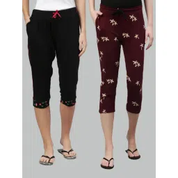 Kryptic Black & Maroon Printed Capris - Pack of 2-picture-37
