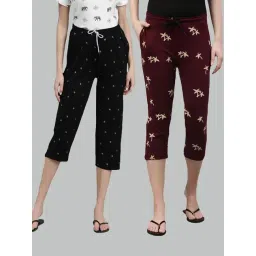 Kryptic Black & Maroon Printed Capris - Pack of 2-picture-35