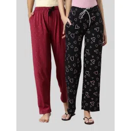 Kryptic Black & Maroon Printed Pyjamas (Pack Of 2)-picture-15