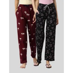 Kryptic Black & Maroon Printed Pyjamas (Pack Of 2)-picture-18