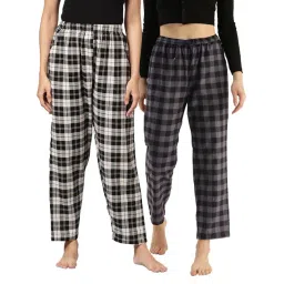 Kryptic Black & Navy Cotton Checks Lounge Pants (Pack Of 2)-picture-19