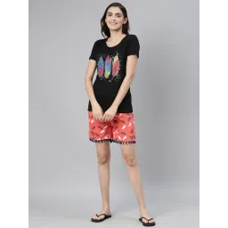 Kryptic Black & Orange Printed T-Shirt With Shorts-picture-23