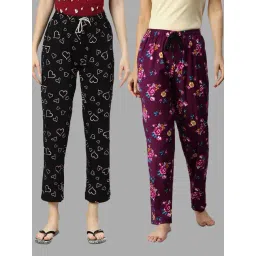 Kryptic Black & Purple Printed Pure Cotton Elasticated Waist Band Regular Fit Pyjamas - Pack of 2-picture-18