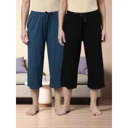 Kryptic Black & Teal Blue Solid Capris - Pack Of 2-picture-30