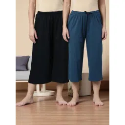 Kryptic Black & Teal Blue Solid Capris - Pack Of 2-picture-32