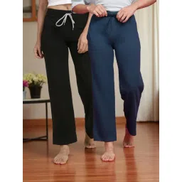 Kryptic Black & Teal Blue Solid Lounge Pants - Pack Of 2-picture-15
