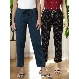 Kryptic Black & Teal Cotton Relaxed Fit Printed Lounge Pants - Pack of 2-picture-33