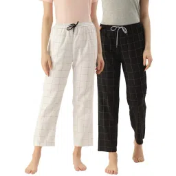 Kryptic Black & White Cotton Checks Lounge Pants (Pack Of 2)-picture-36